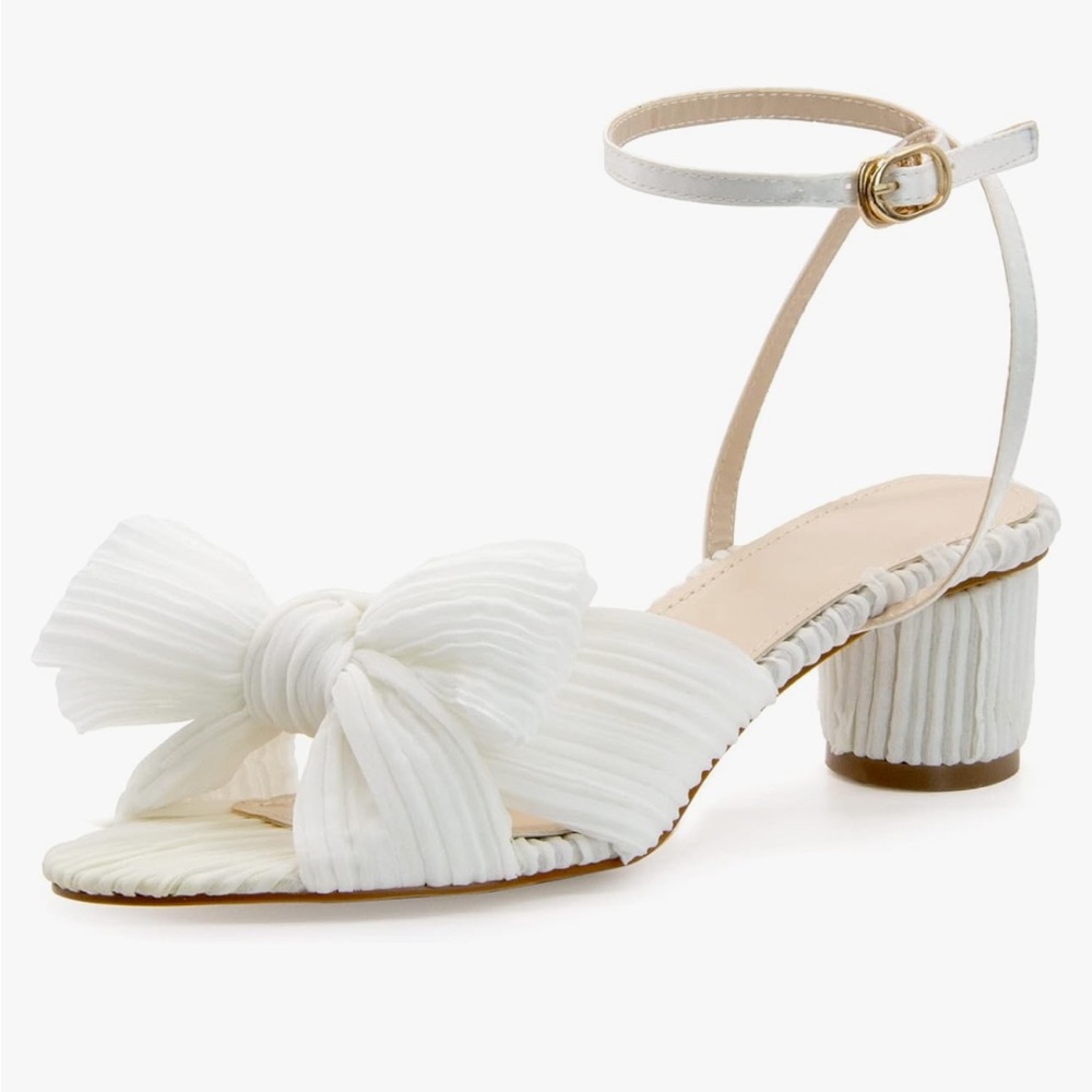 Pleated Knot Bow Heels SZ 7